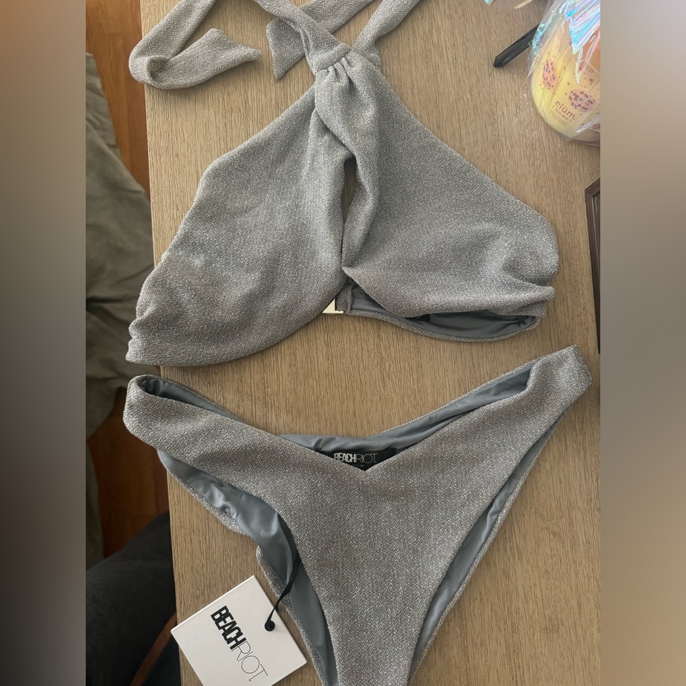 Beach Riot Sparkle Swimsuit Med top Lrg bottom